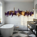 Washington DC Skyline Purple & Gold Mural Wallpaper - room preview 06
