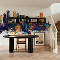 Doha Qatar Skyline Blue & Bronze Mural Wallpaper - room preview 06