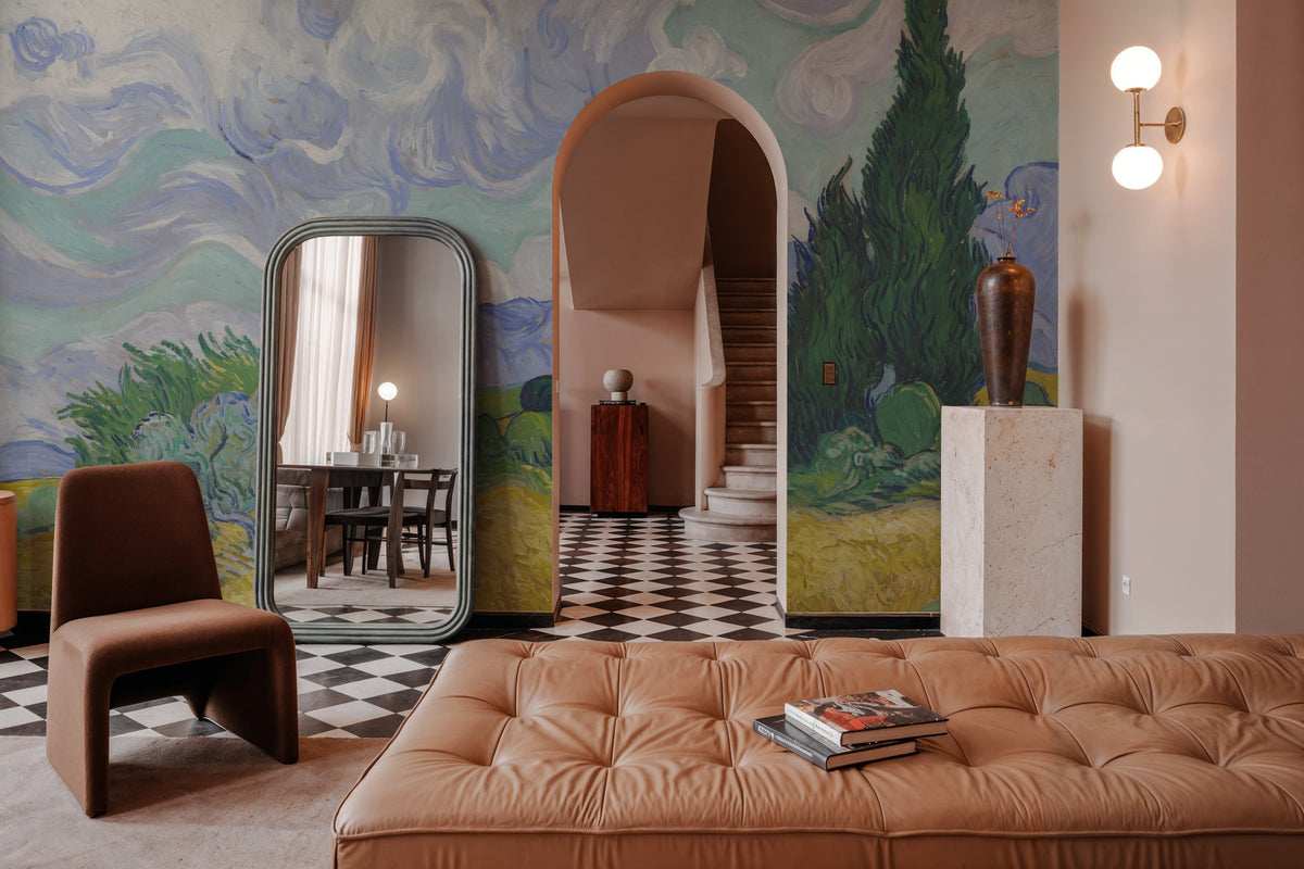 Wheat Field with Cypresses Mural Wallpaper - room preview 06