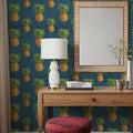 Pineapple Paradise Blue Mural Wallpaper - room preview 06