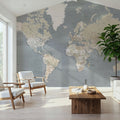 World Map Cities - Landers Mural Wallpaper - room preview 06