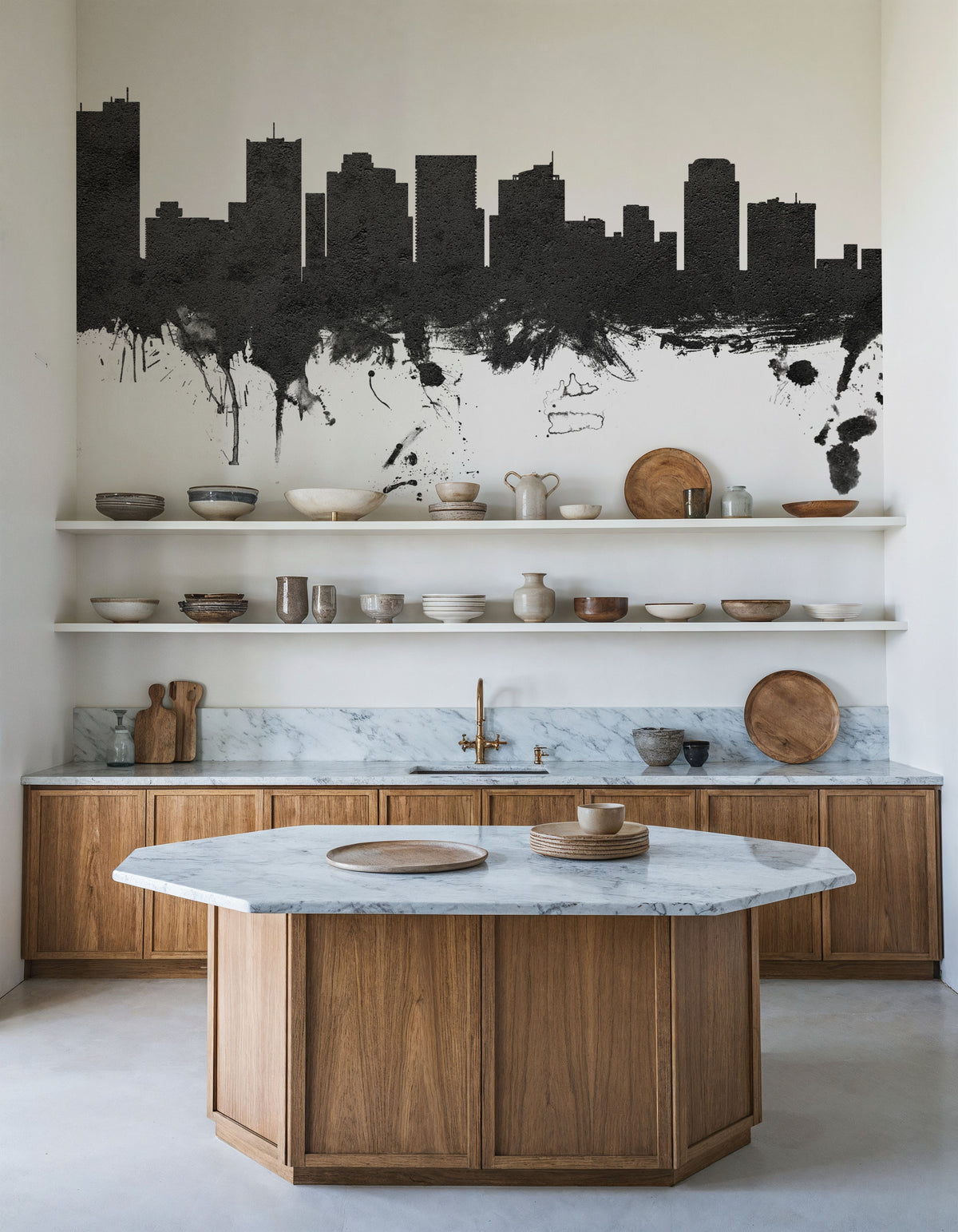 Phoenix Skyline Black & White Mural Wallpaper - room preview 06