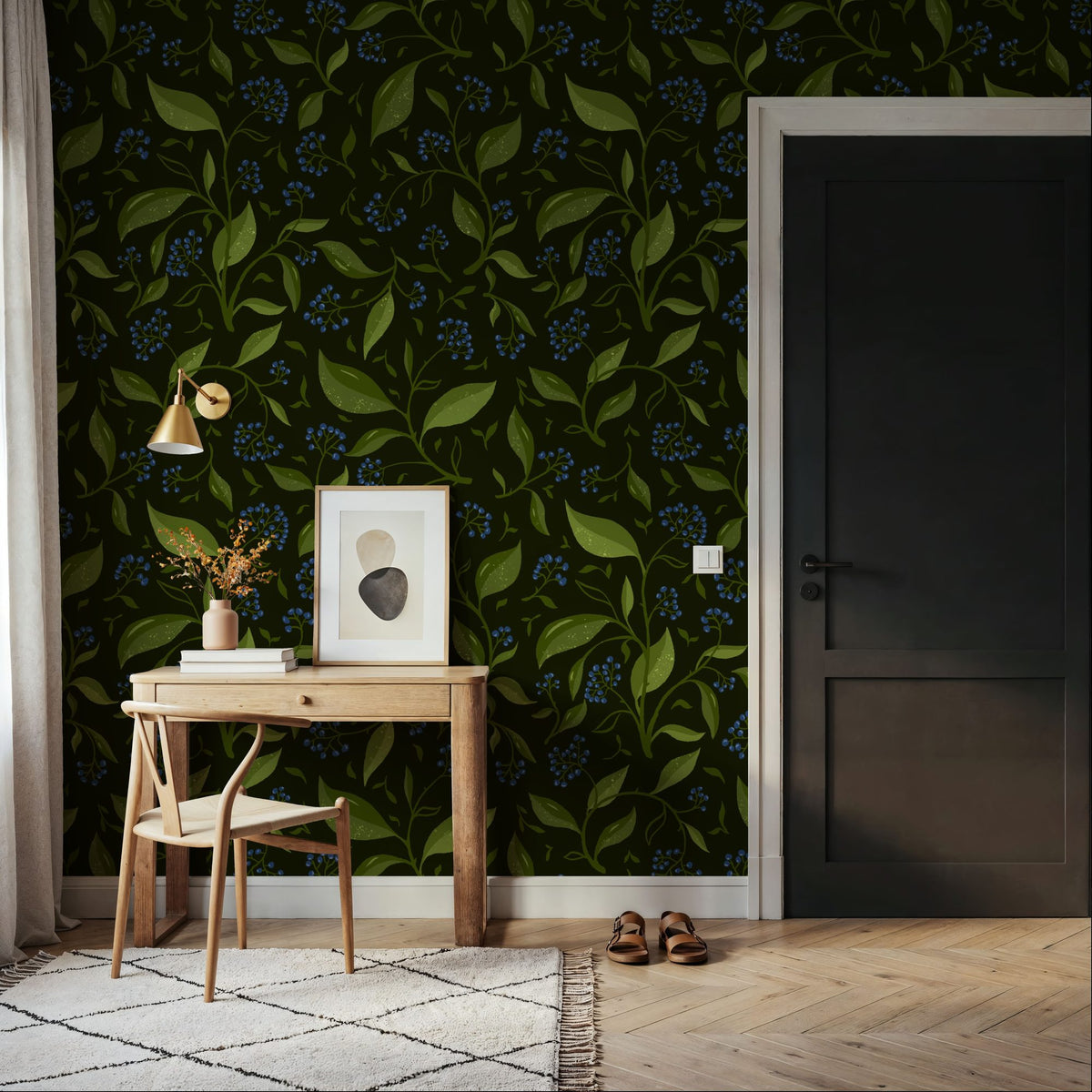 Winter Berries, Night Mural Wallpaper - room preview 06