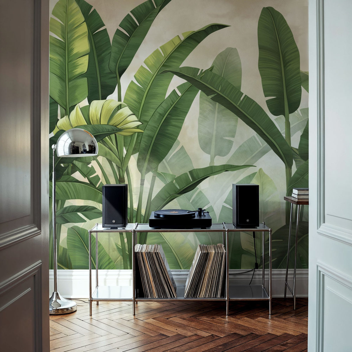 Banana Palms, Bright Green Mural Wallpaper - room preview 06