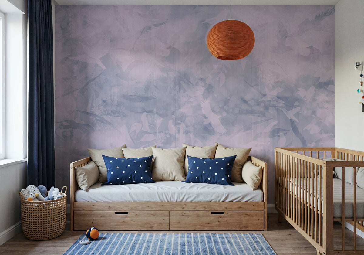 Birds of Freedom Purple Mural Wallpaper - room preview 06