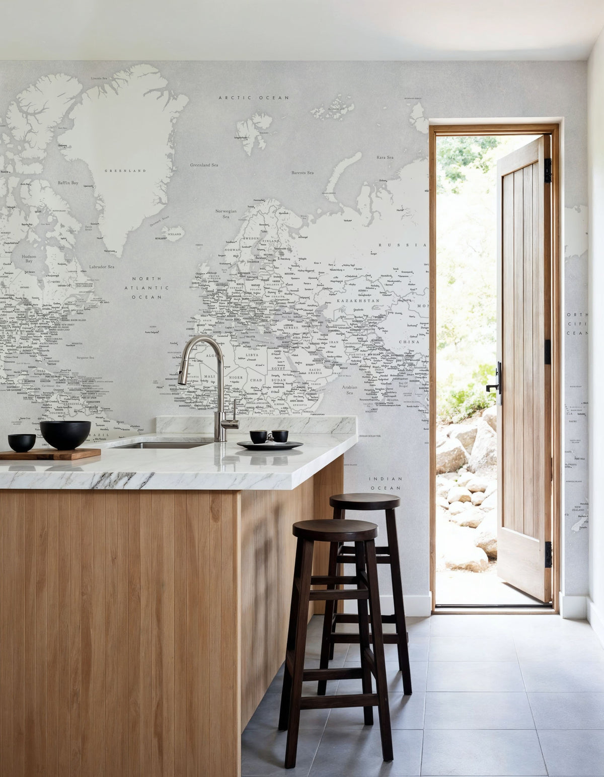 World Map Cities - Siv Mural Wallpaper - room preview 06
