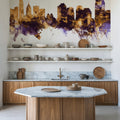 Cincinnati Ohio Skyline Purple & Gold Mural Wallpaper - room preview 06