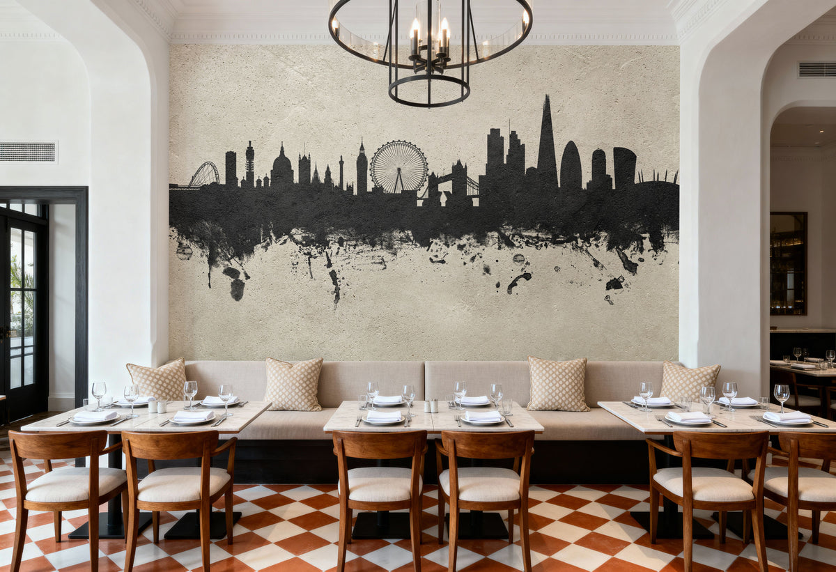 London Skyline Concrete Mural Wallpaper - room preview 06