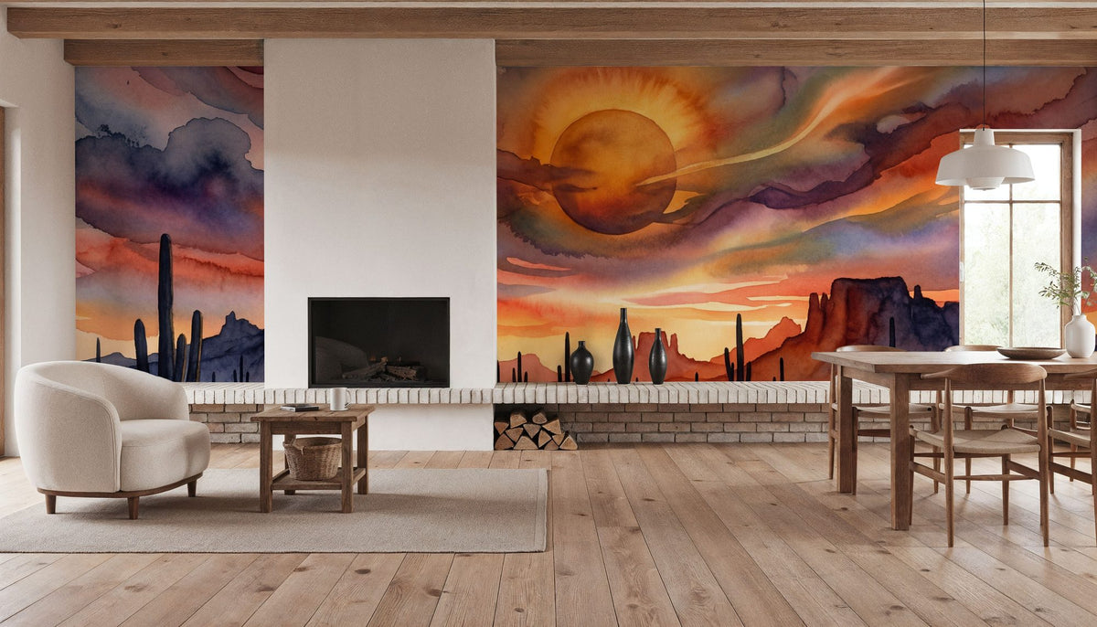 Arizona Landscape - Sunset Landscape Series Mural Wallpaper - Red Tone - room preview 06