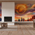 Arizona Landscape - Sunset Landscape Series Mural Wallpaper - Red Tone - room preview 06