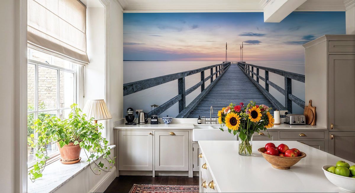 Strand Pier Panorama Mural Wallpaper - room preview 06