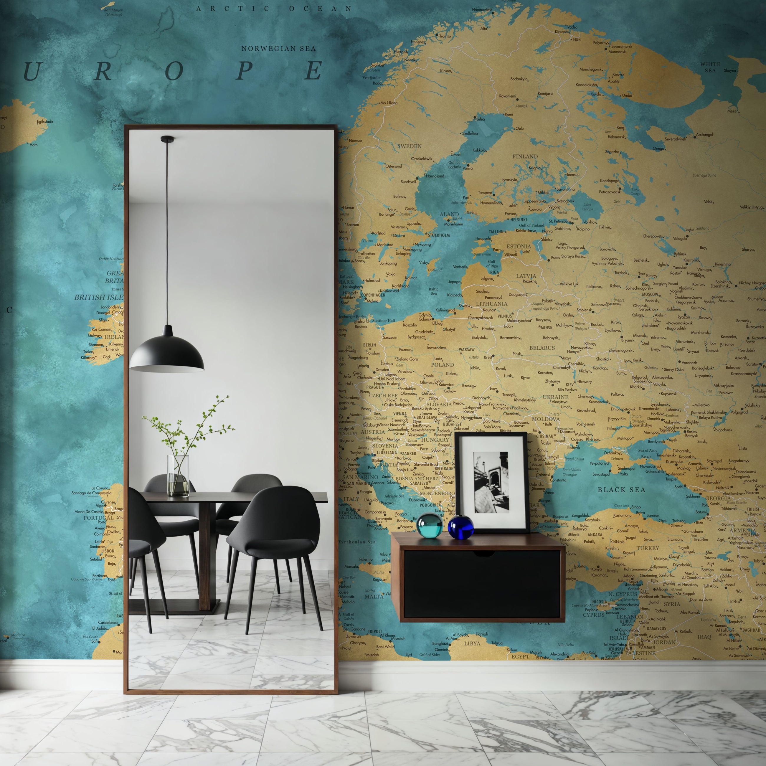 Europe Map Detailed - Lexy Mural Wallpaper
