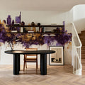 Philadelphia Skyline Purple & Gold Mural Wallpaper - room preview 06
