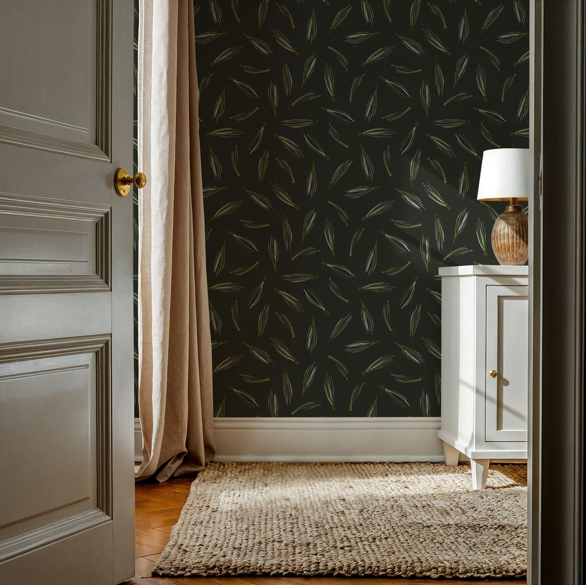 Pine Needles Dark Mural Wallpaper - room preview 06