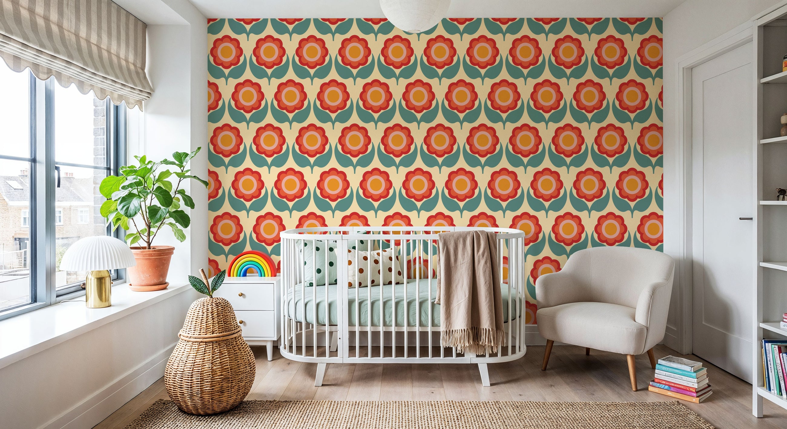 70's Fun Flowers, Bright Mural Wallpaper