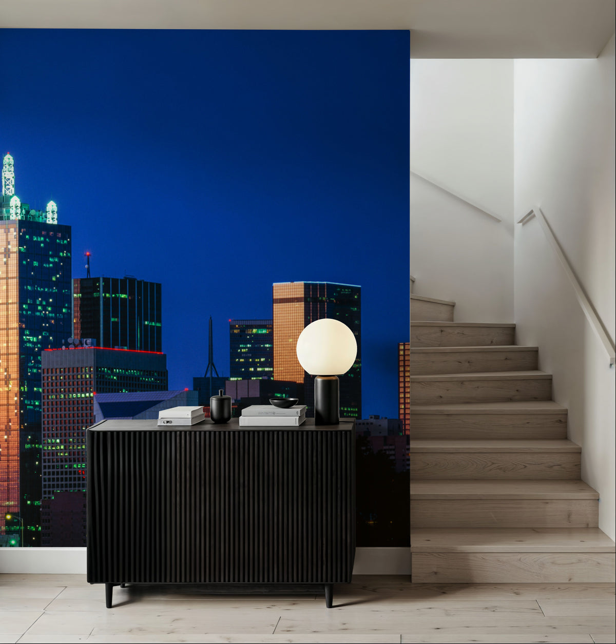 Cobalt Metropolis Mural Wallpaper - room preview 06