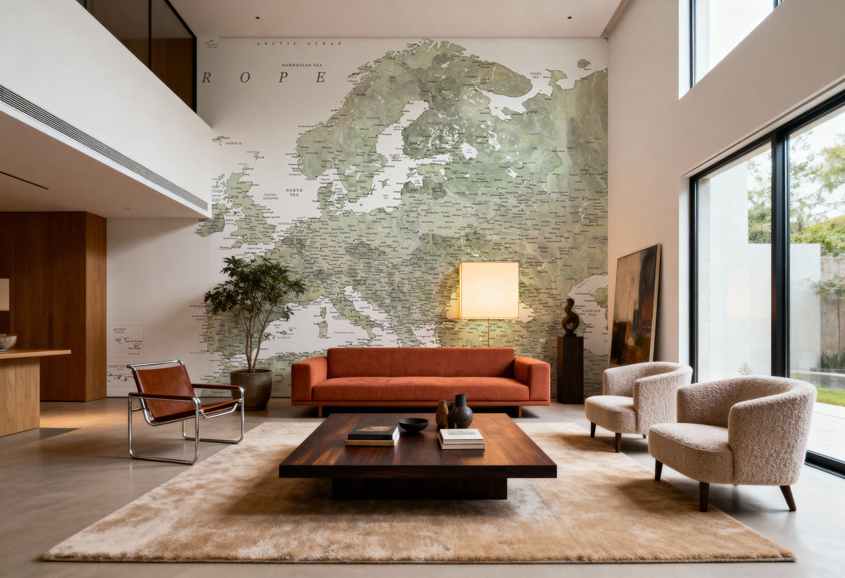 Europe Map Detailed - Livia Mural Wallpaper - room preview 06