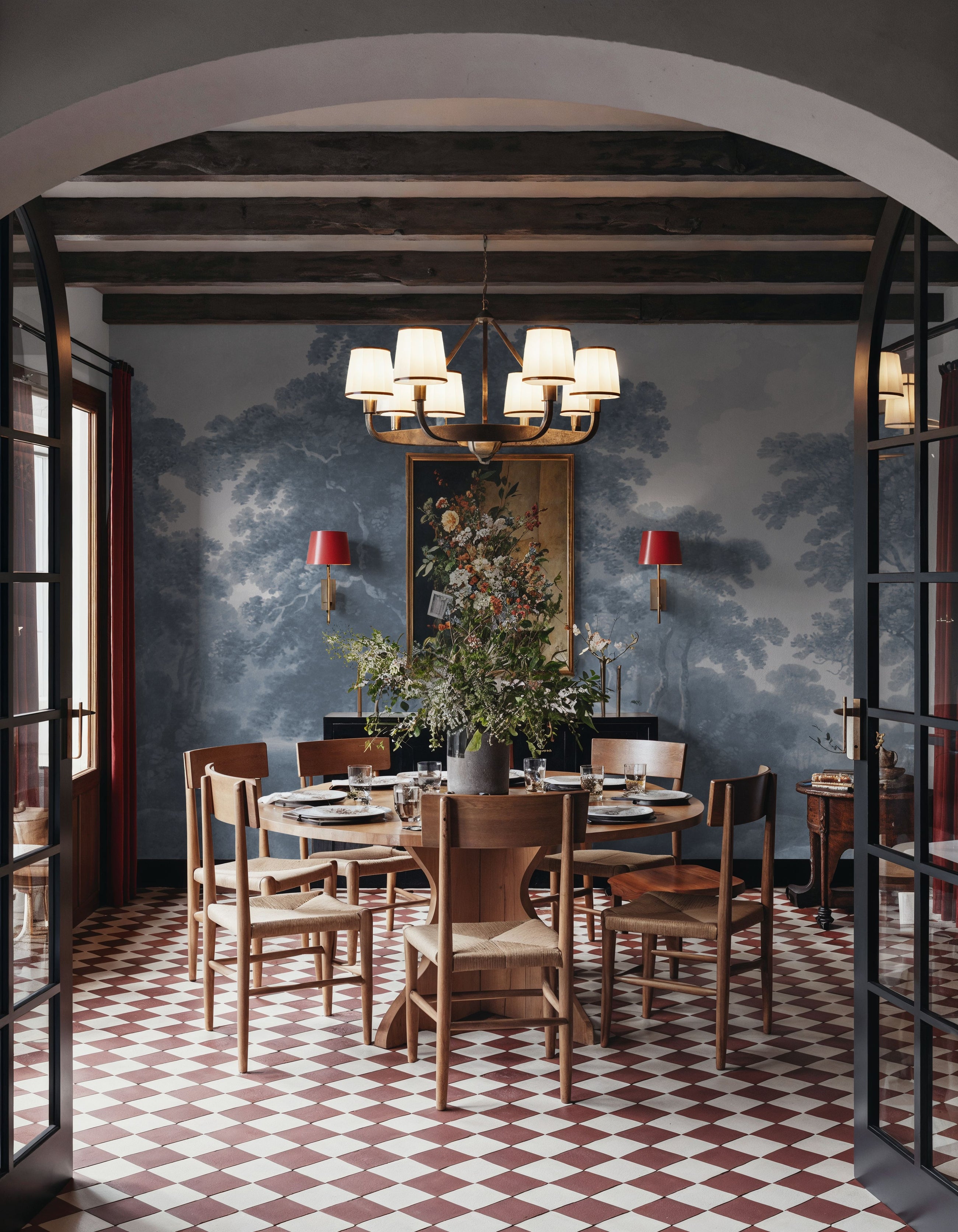 Historic Lands, Washed Blue Mural Wallpaper