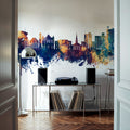 Tuscaloosa Alabama Skyline Blue & Bronze Mural Wallpaper - room preview 06