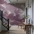 Intaglio Clouds, Burgundy Mural Wallpaper - room preview 06