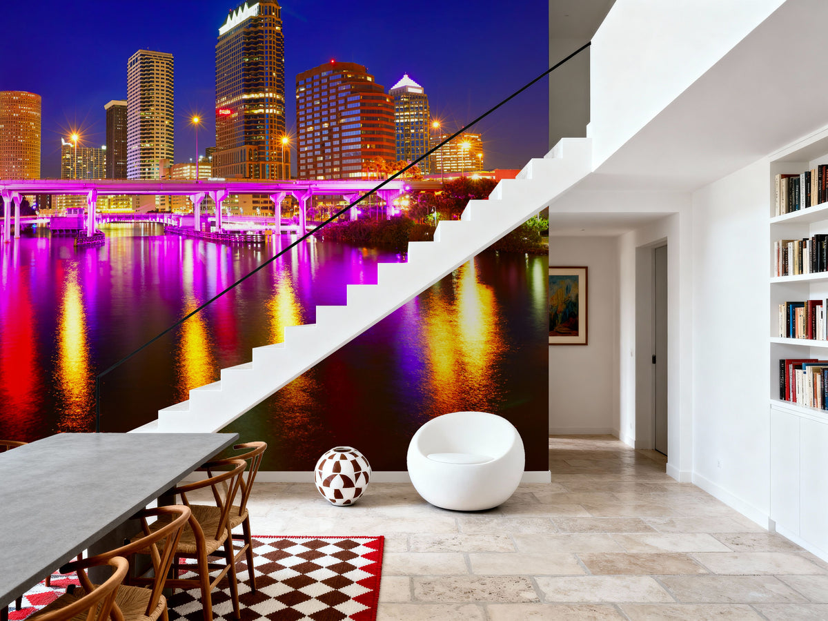 Tampa Skyline Mural Wallpaper - room preview 06