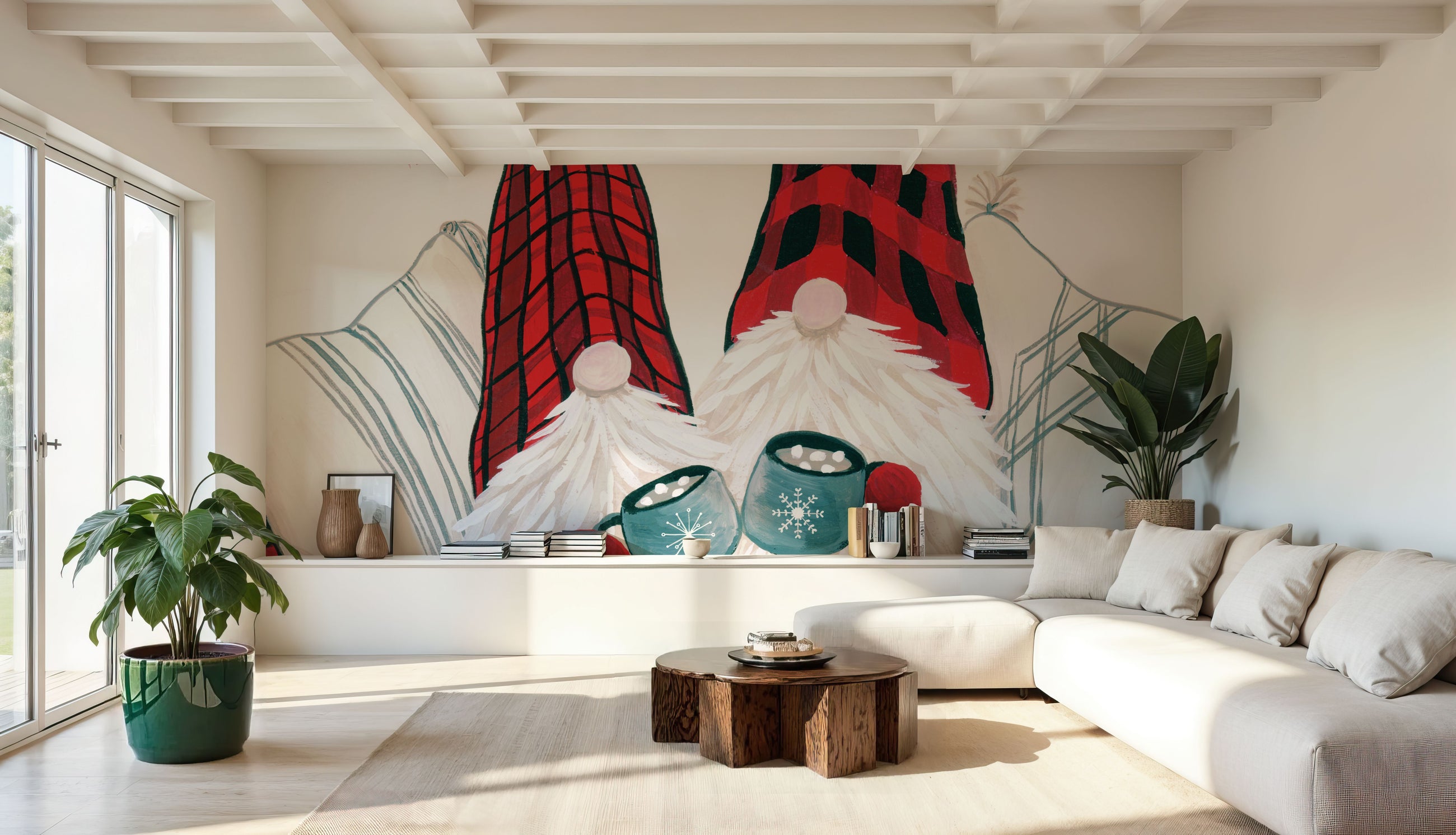 Christmas Gnomes Cocoa Party II Mural Wallpaper