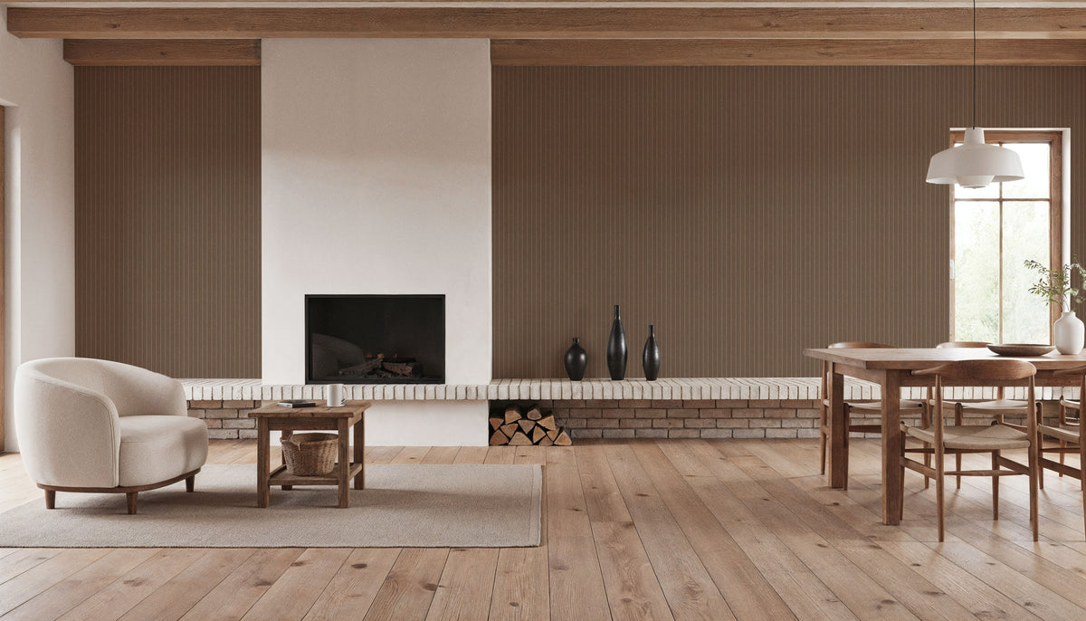 Tailor's Pin Stripe, Bear Brown Mural Wallpaper - room preview 06