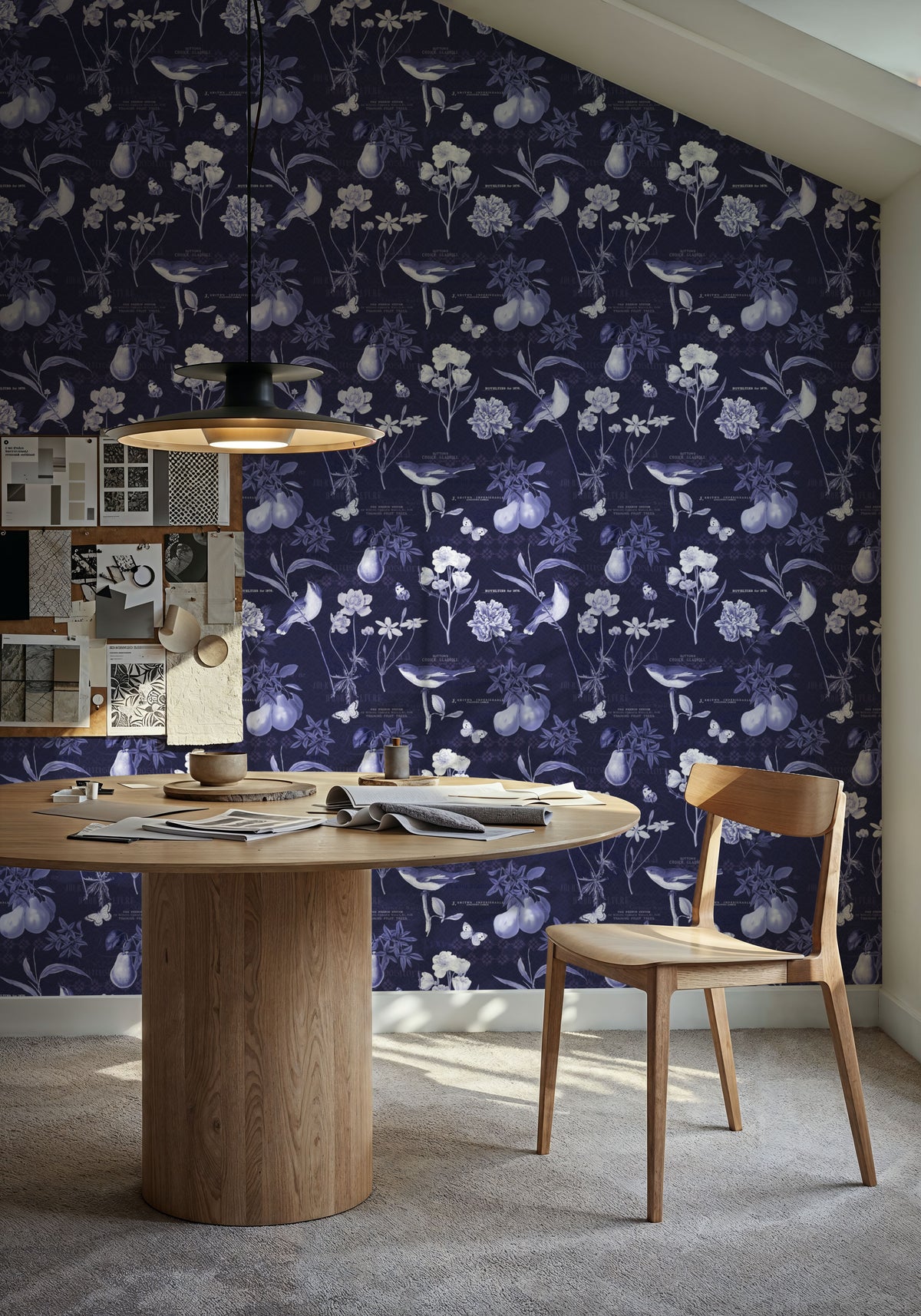 Botanical Postcard Blue Mural Wallpaper - room preview 06