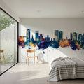 Halifax Canada Skyline Blue & Bronze Mural Wallpaper - room preview 06
