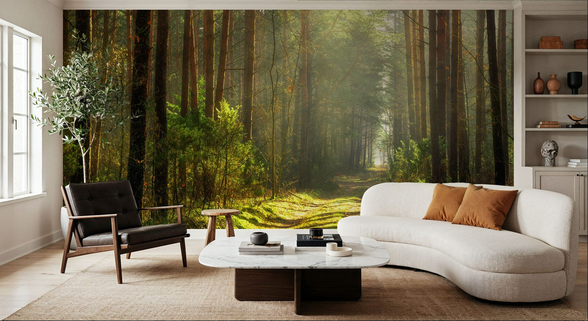 Silent Forest Road Mural Wallpaper - room preview 06