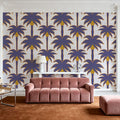 Graphic Palms, Violet Mural Wallpaper - room preview 06