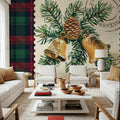 Plaid Christmas Stamp I Mural Wallpaper - room preview 06