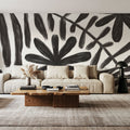 Fern and Flower Black Mural Wallpaper - room preview 06