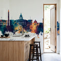Washington DC Skyline Blue & Bronze Mural Wallpaper - room preview 06