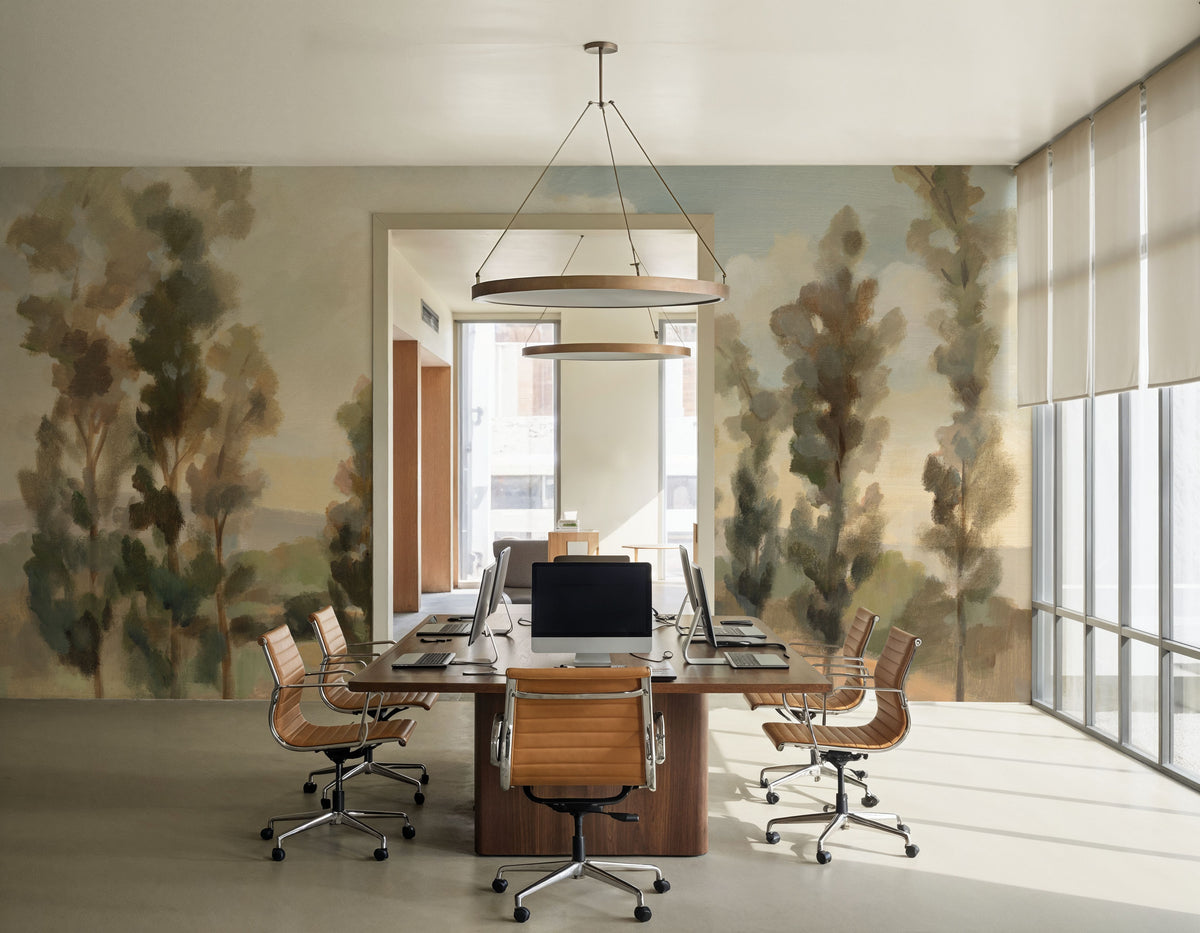 Poplars by the Road Mural Wallpaper - room preview 06
