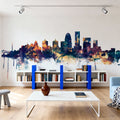 Louisville Kentucky Skyline Blue & Bronze Mural Wallpaper - room preview 06