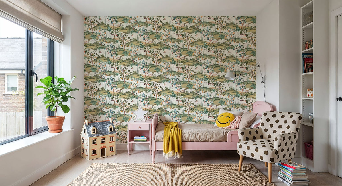 Orchard Reverie Pattern, Cream Mural Wallpaper - room preview 06