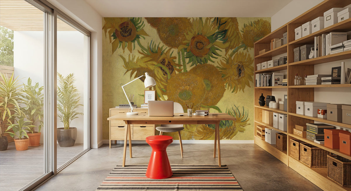 Sunflowers Mural Wallpaper - Red Tone - room preview 06