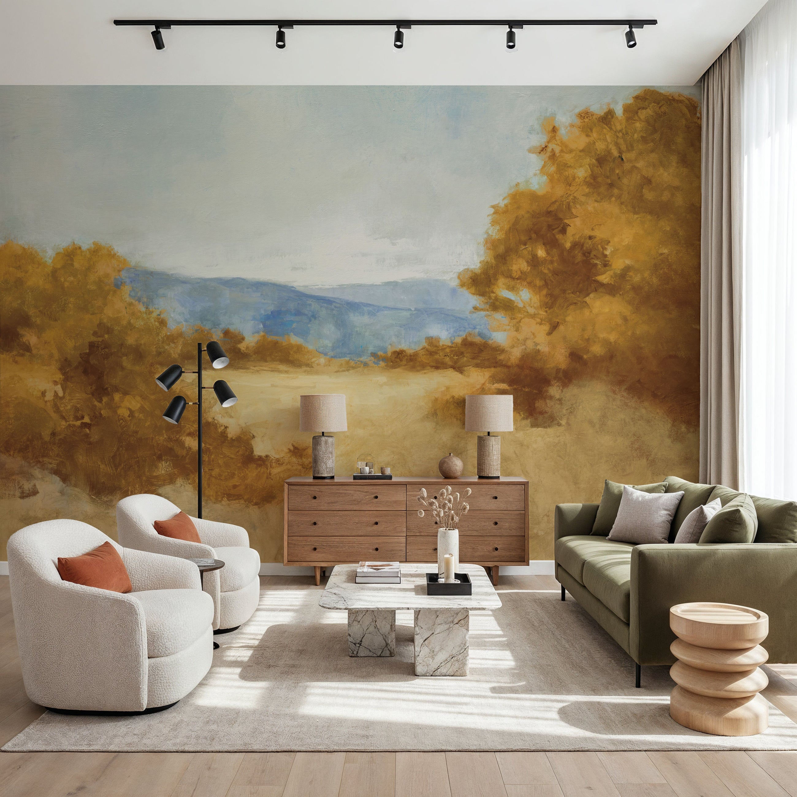 August Fields Orange Mural Wallpaper