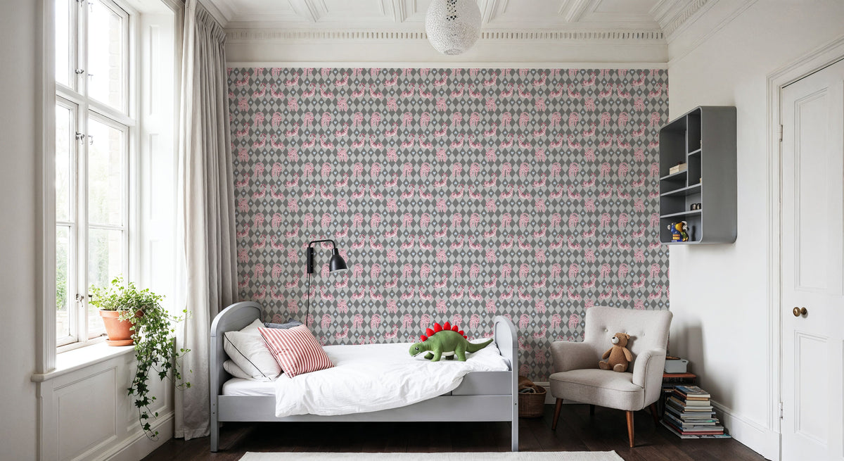 Harlequin Kittens, Blush Mural Wallpaper - room preview 06
