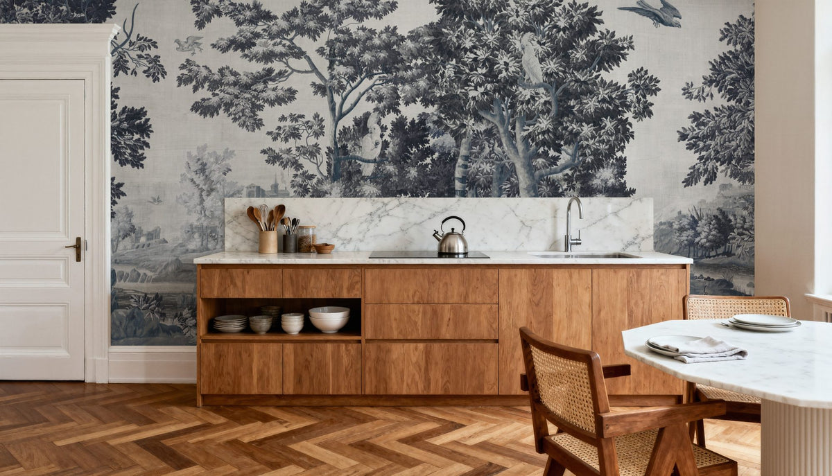 Enchanted Grove Tapestry, Blues Mural Wallpaper - room preview 06