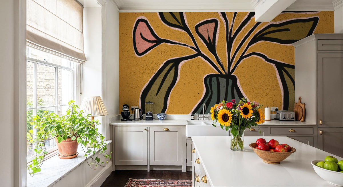 Checkerboard Floral II Mural Wallpaper - room preview 06