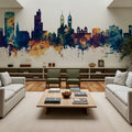 Wintherthur Switzerland Skyline Blue & Bronze Mural Wallpaper - room preview 06