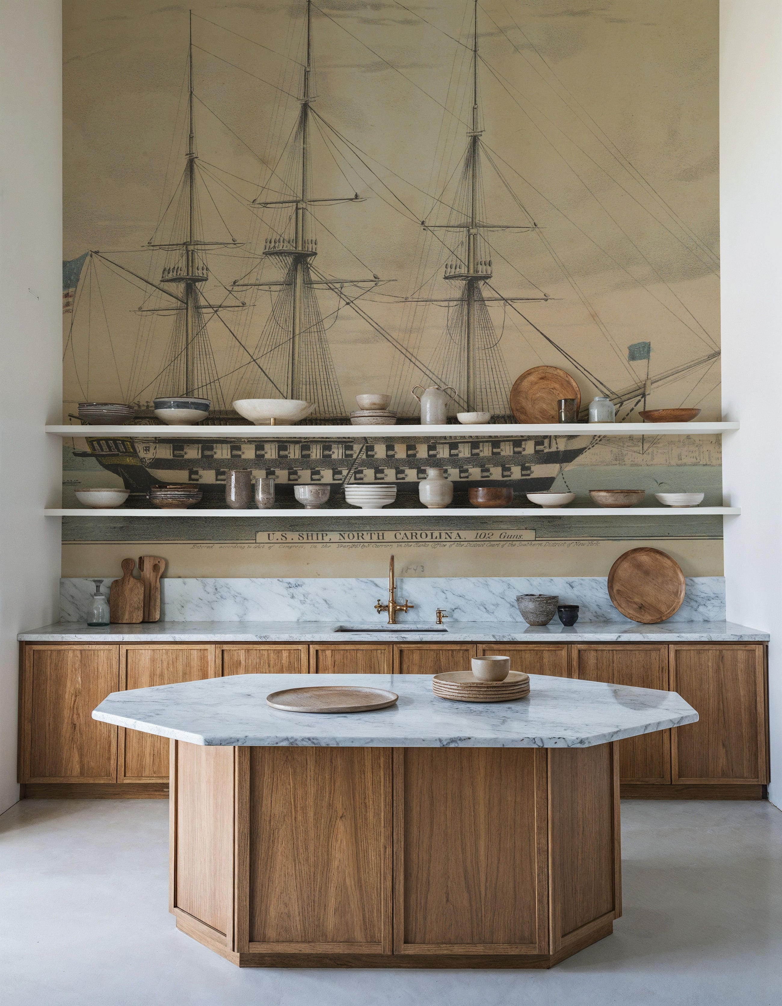 North Carolina Ship Mural Wallpaper