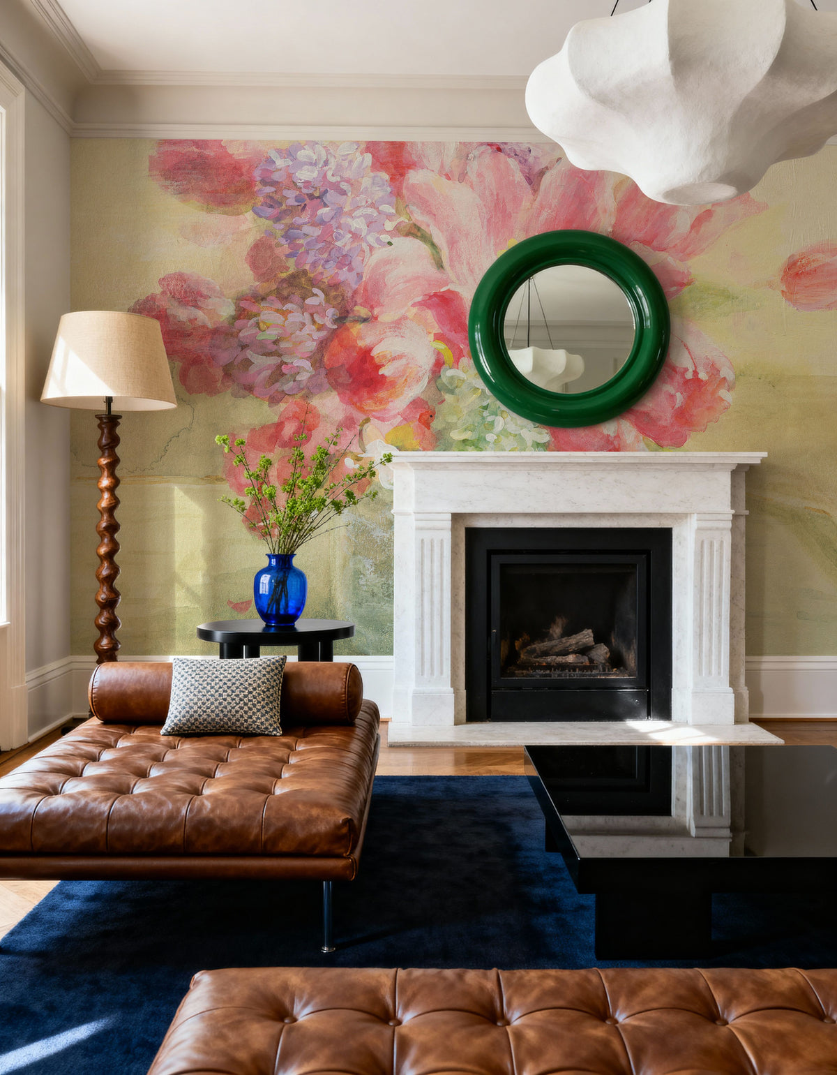 Tulips and Hyacinths on White Mural Wallpaper - room preview 06