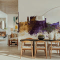 Wichita Kansas Skyline Purple & Gold Mural Wallpaper - room preview 06