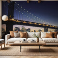 Illuminated Metropolis Bridge Mural Wallpaper - room preview 06