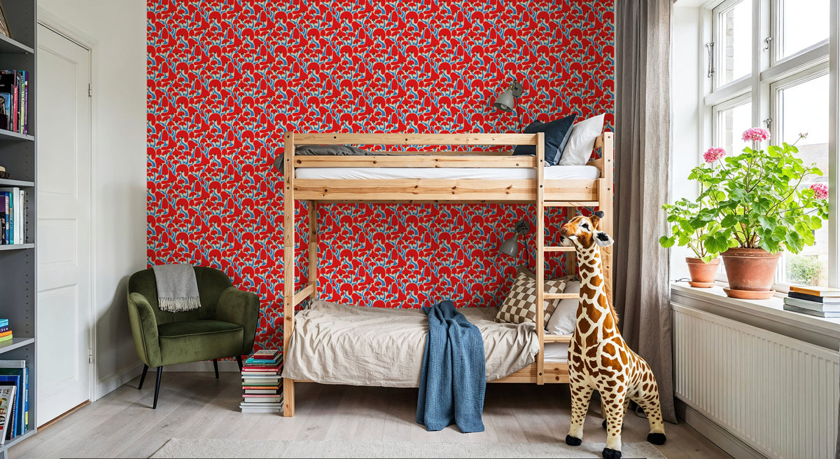 Groovy Mushrooms Pattern Mural Wallpaper - room preview 06
