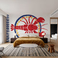 Kitschy Coastal Lobster Mural Wallpaper - room preview 06