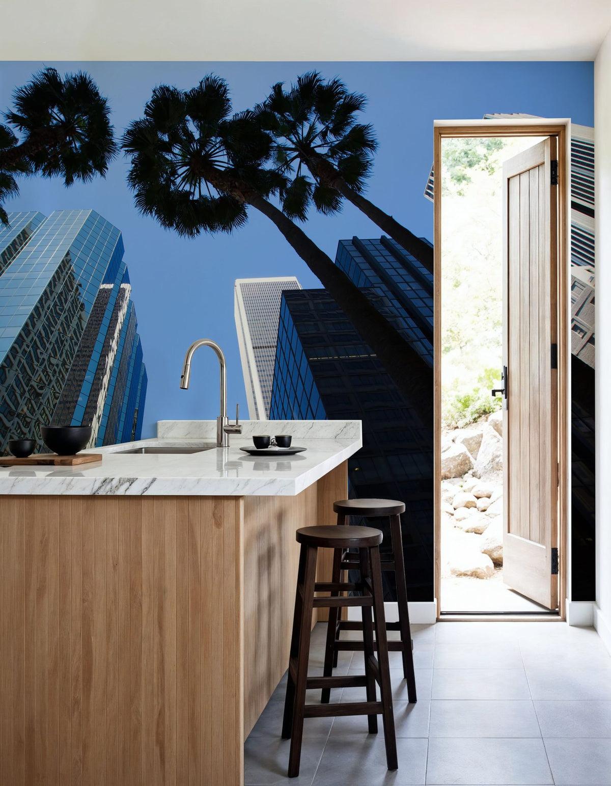 Scyscraper Palms Mural Wallpaper - room preview 06